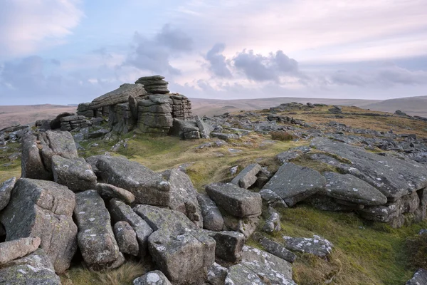 Coucher de soleil Belstone Tor — Photo