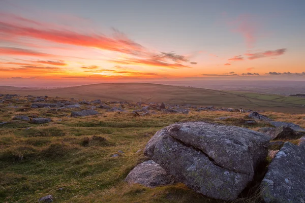 Dartmoor západ slunce — Stock fotografie