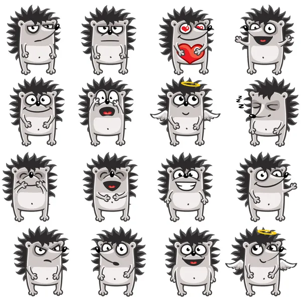 16 erizos sonrientes (1 ) — Vector de stock