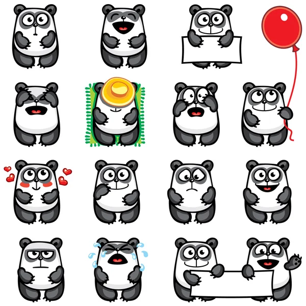 Pandas sonrientes — Vector de stock