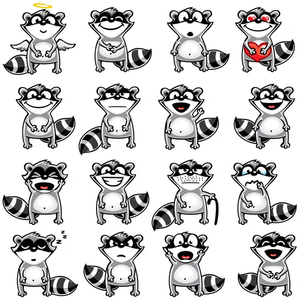 Racoons sonrientes — Vector de stock