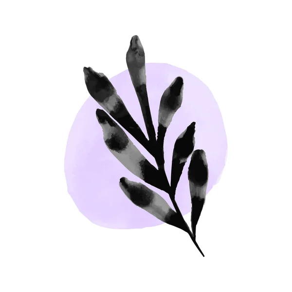 Akvarell fekete lombozat lila absztrakt alakú háttér — Stock Vector