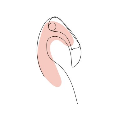 Flamingo çizim çizimi, simge, etiket. Bir çizim çizimi