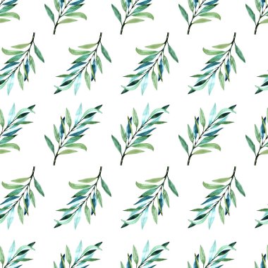 Beyaz üzerinde suluboya zeytin olan pürüzsüz desen