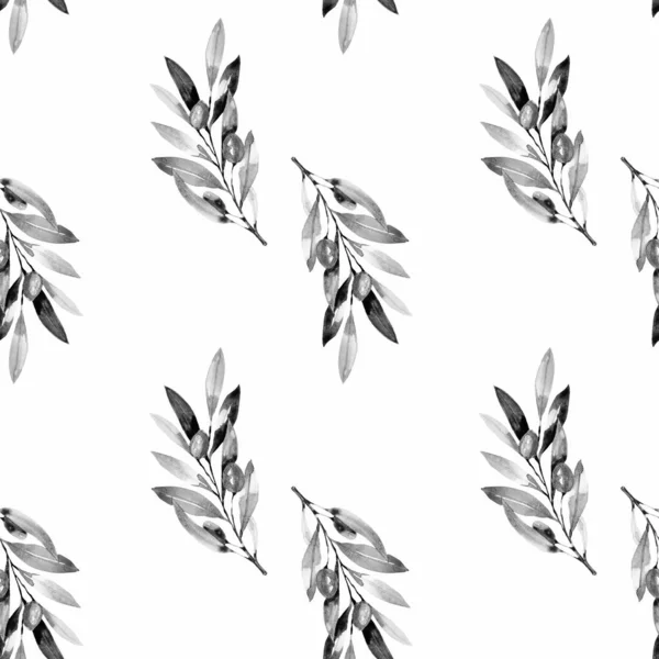 Naadloos patroon met aquarelolijven op wit — Stockfoto