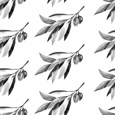Beyaz üzerinde suluboya zeytin olan pürüzsüz desen