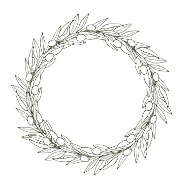 Beyaz üzerine el yapımı zeytin ağacı dalları.