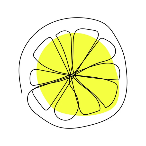 Lemon slice. Continuous one line drawing. — Vector de stock