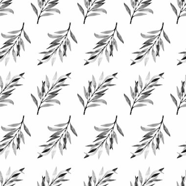 Beyaz üzerinde suluboya zeytin olan pürüzsüz desen