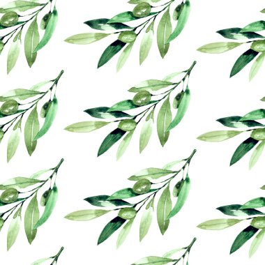 Beyaz üzerinde suluboya zeytin olan pürüzsüz desen