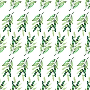 Beyaz üzerinde suluboya zeytin olan pürüzsüz desen