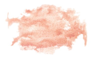 Elle boyanmış suluboya sıvı leke beyaza izole edilmiş. Bej.