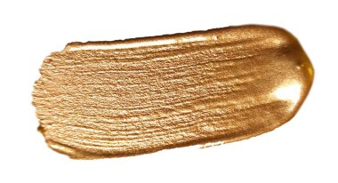 El çizimi altın fırça darbesi, beyaz bir boya lekesi.