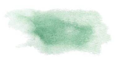 Elle boyanmış suluboya sıvı leke beyaza izole edilmiş. Yeşil.