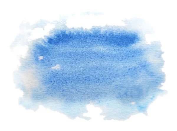 Elle boyanmış suluboya sıvı leke beyaza izole edilmiş. Mavi. — Stok fotoğraf
