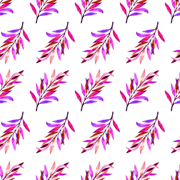 Naadloos patroon met aquarelolijven op wit — Stockfoto