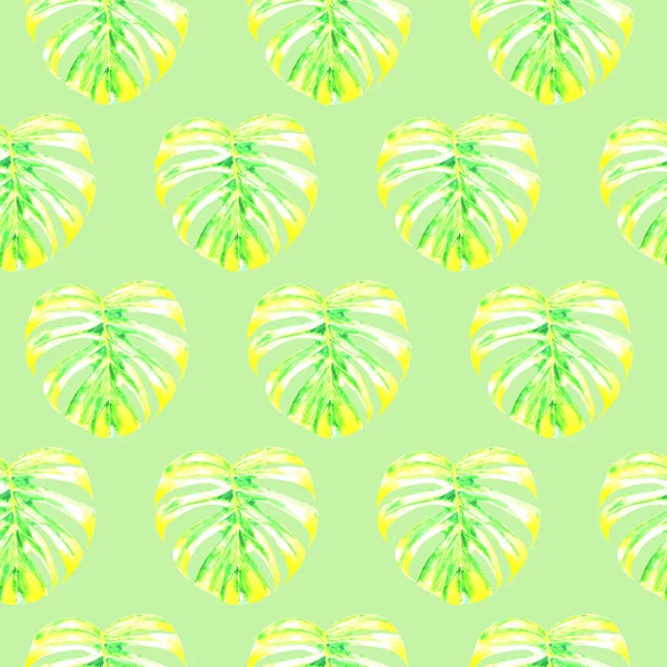 Seamless pattern with watercolor Monstera leaf — Stock Photo, Image