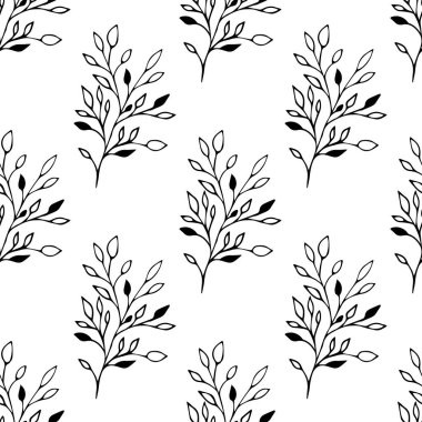 Beyaz arkaplanda elle çizilmiş zarif, pürüzsüz bir desen..