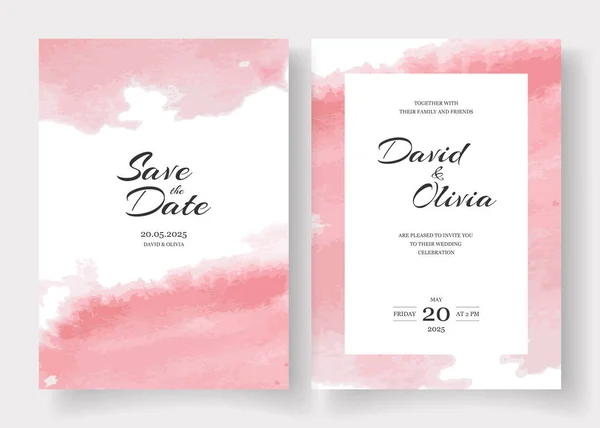 Hochzeitseinladungskarten. Kollektionsdesign im rosa Aquarell-Stil — Stockvektor
