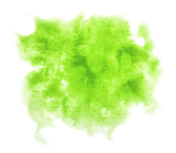 คราบของเหลวสีน้ําทาสีด้วยมือแยกจากสีขาว สีเขียว . — ภาพถ่ายสต็อก
