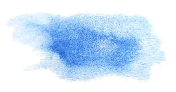 Handgemalte Aquarell-Flüssigkeit Fleck isoliert auf weiß. Blau. — Stockfoto