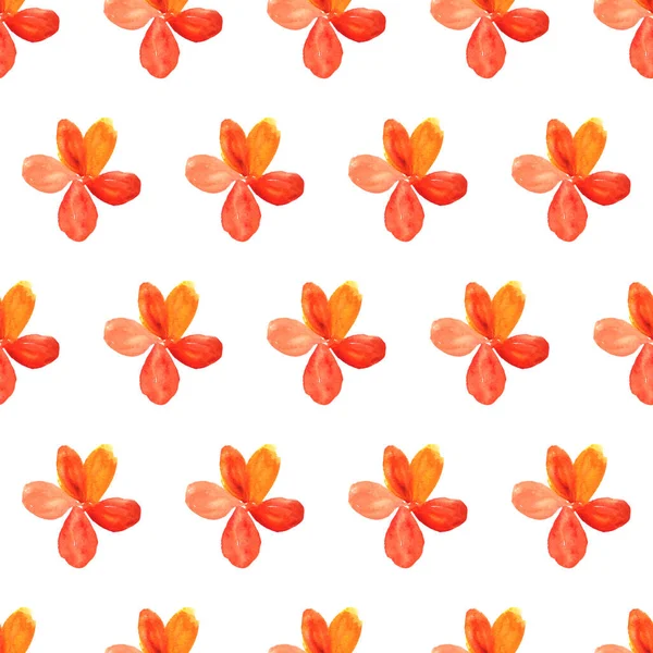 Seamless pattern with simple watercolor flowers on white background. — Stock Photo, Image