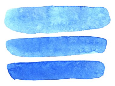 Mavi suluboya arka plan. Elle boyanmış suluboya şekil beyaza izole edilmiş.