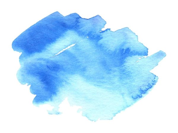 青い水彩の背景 白地に孤立した手彩色水彩画 — ストック写真