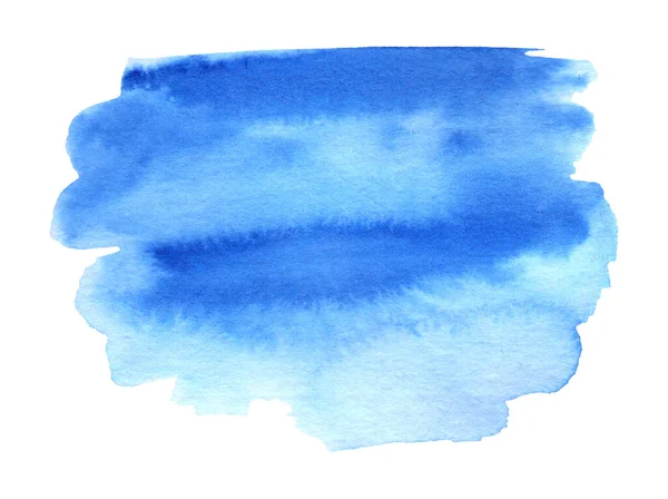 Mavi Suluboya Arka Plan Elle Boyanmış Suluboya Şekil Beyaza Izole — Stok fotoğraf