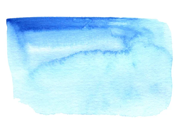 Blauwe Aquarelachtergrond Handbeschilderde Aquarelvorm Geïsoleerd Wit — Stockfoto