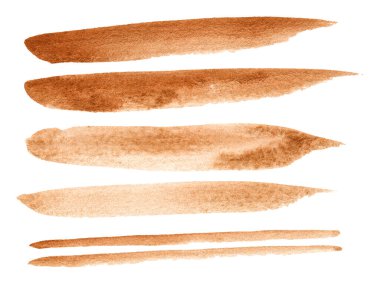 Altın parıldayan fırça darbeleri dizaynı. Beyazda izole edilmiş altın desenli boya lekesi. Soyut el resmi altın arkaplan.