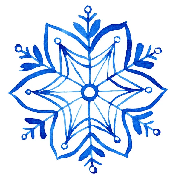 Akwarela Śnieżynka Odizolowana Symbol Zimy Piękna Dekoracja Dla Twojego Projektu — Zdjęcie stockowe