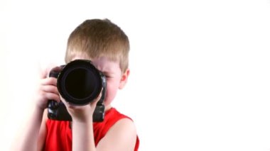 bir kamera ile küçük çocuk