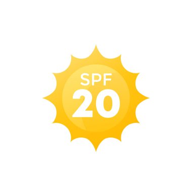 spf 20, güneş, UV koruma vektörü simgesi