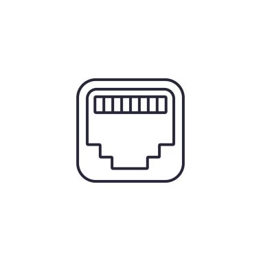 ethernet port çizgisi simgesi, rj45 ağ soketi
