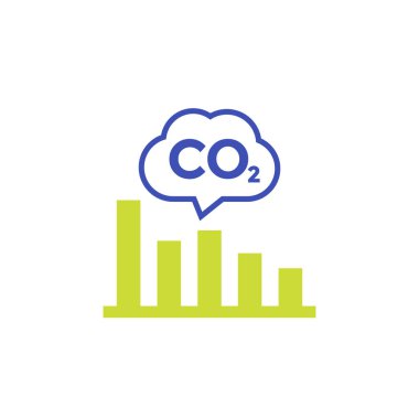 CO2, karbon emisyon seviyesi grafik simgesi, vektör