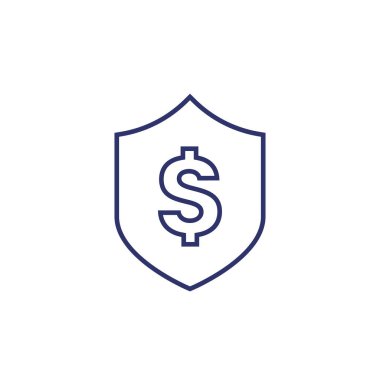 Dolar simgesi olan kalkan, satır vektör sanatı