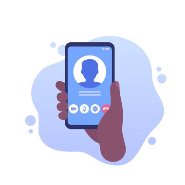 Video çağrısı, telefon el vektörü simgesi