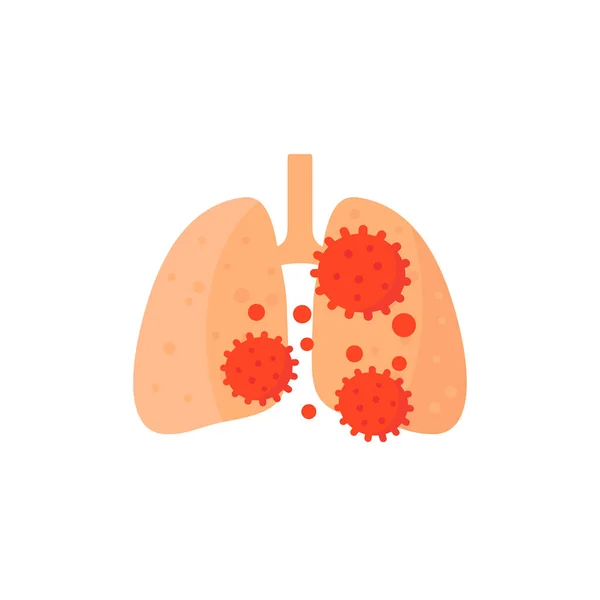 Icono de neumonía, virus en los pulmones — Vector de stock