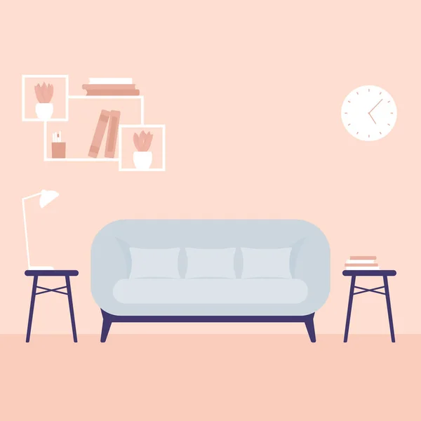 Sofá en la sala de estar, vector de arte — Archivo Imágenes Vectoriales