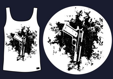 Gun on the grunge background t-shirt design clipart