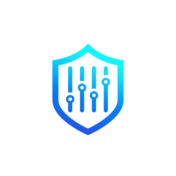 Icono de configuración de seguridad con un escudo — Vector de stock