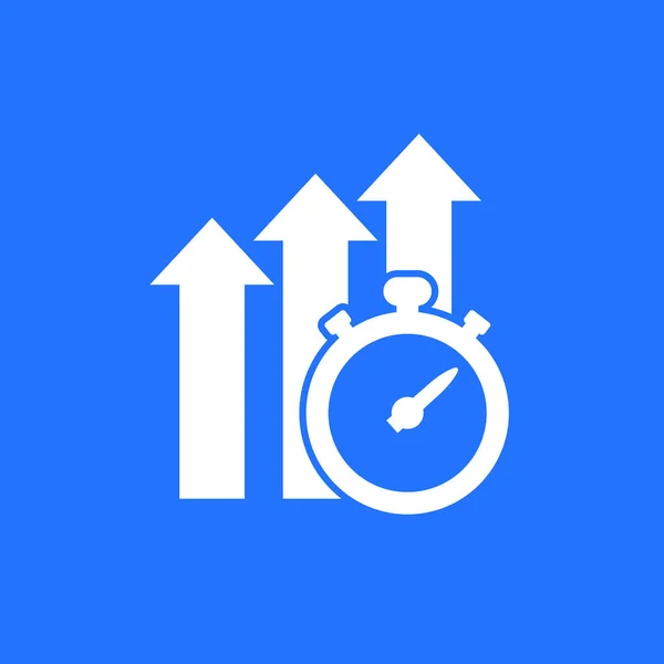 Melhorar ícone de tempo no azul — Vetor de Stock
