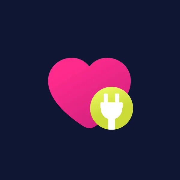 Corazón con un enchufe eléctrico, icono de vector — Archivo Imágenes Vectoriales