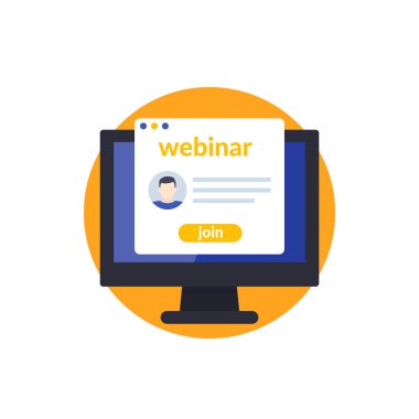 webinar ya da çevrimiçi eğitim vektörü simgesine katıl