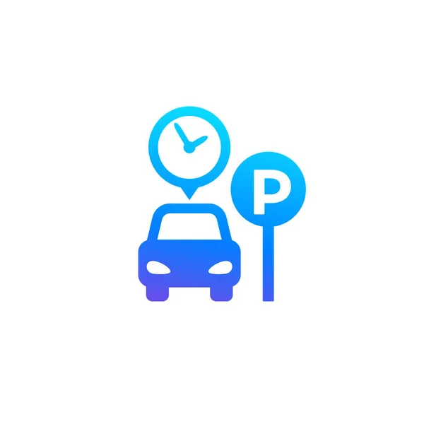 Иконка парковки, автомобиль и часы — стоковый вектор