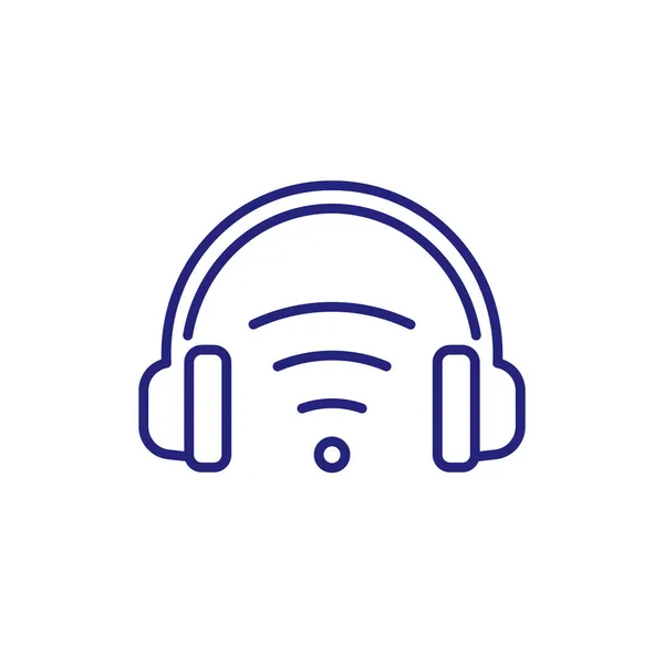 Bezprzewodowy zestaw słuchawkowy, ikona linii słuchawkowej — Wektor stockowy