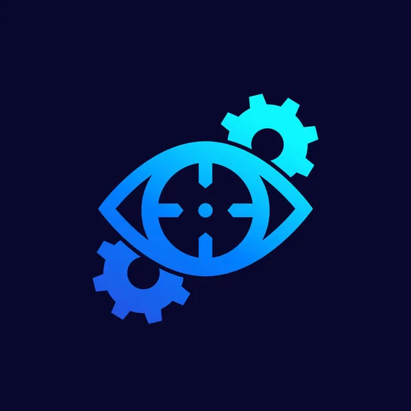 Machine vision icon with gears, vector design — Stock Vector