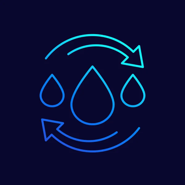 Icône de recyclage de l'eau, conception vectorielle de ligne mince — Image vectorielle