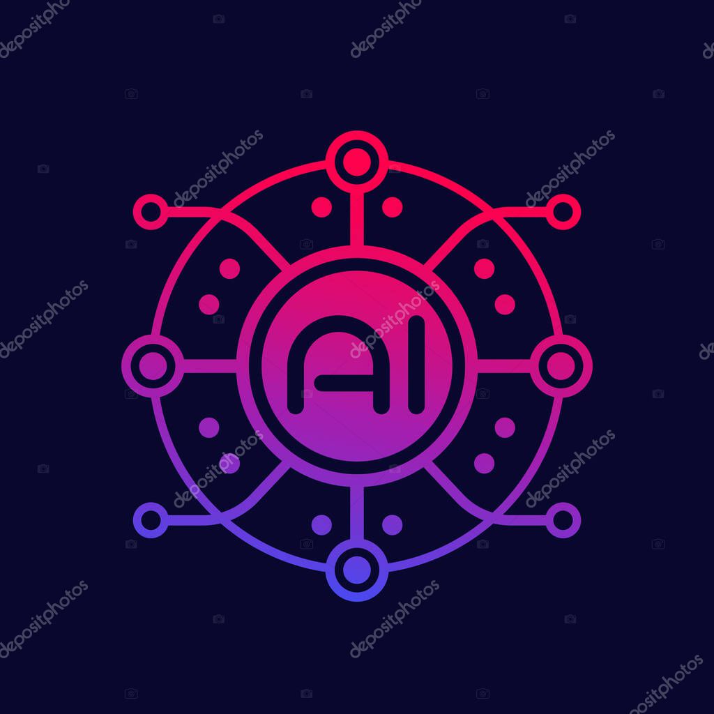 Ai icon, artificial intelligence technology vector, eps 10 file, easy to edit